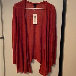 Eileen Fisher Women's Small NWT Vibrant Orange Rust Linen Blend Cardigan Sweater